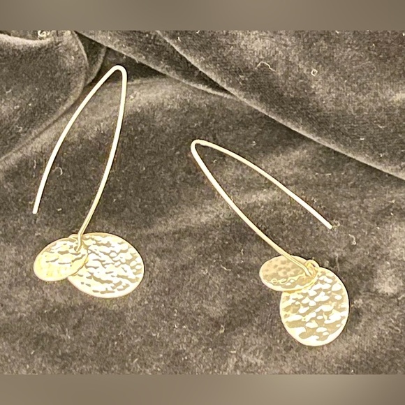 Boho Chic Hammered Sterling Silver Dangle Earrings Ovals Hippie Artsy Metallic - Picture 17 of 17